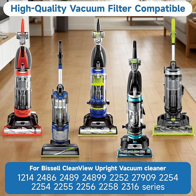 3 Pack Replacement Vacuum Cleaner Filter Compatible with Bissell CleanView Upright Vacuum 1214 2252 2486 2489 2254 22543 24899 27909 2259 2260 Filters Replacement Part #1608225