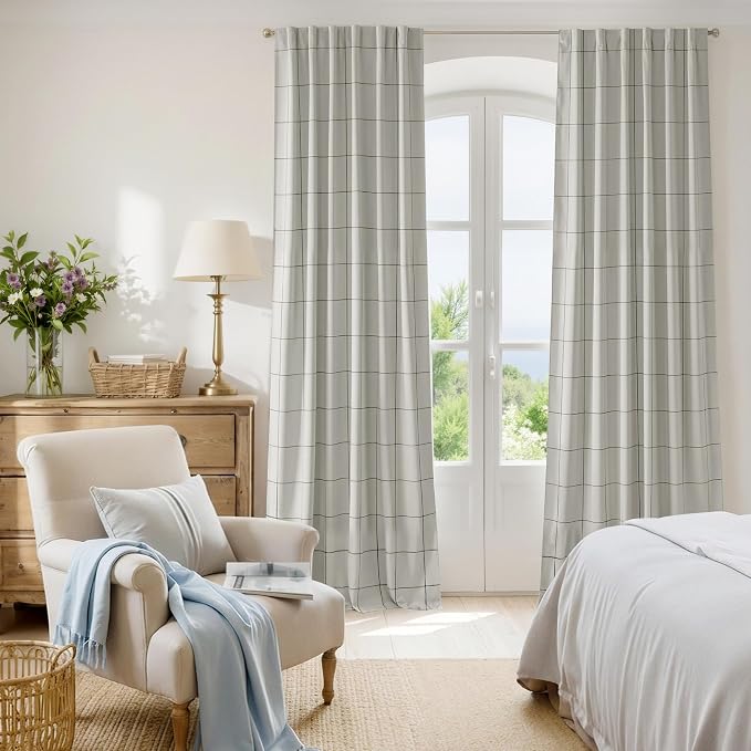 NICETOWN 100% Blackout Plaid Nursery Curtains, 2 Panels | Rod Pocket & Back Tab - Image 7