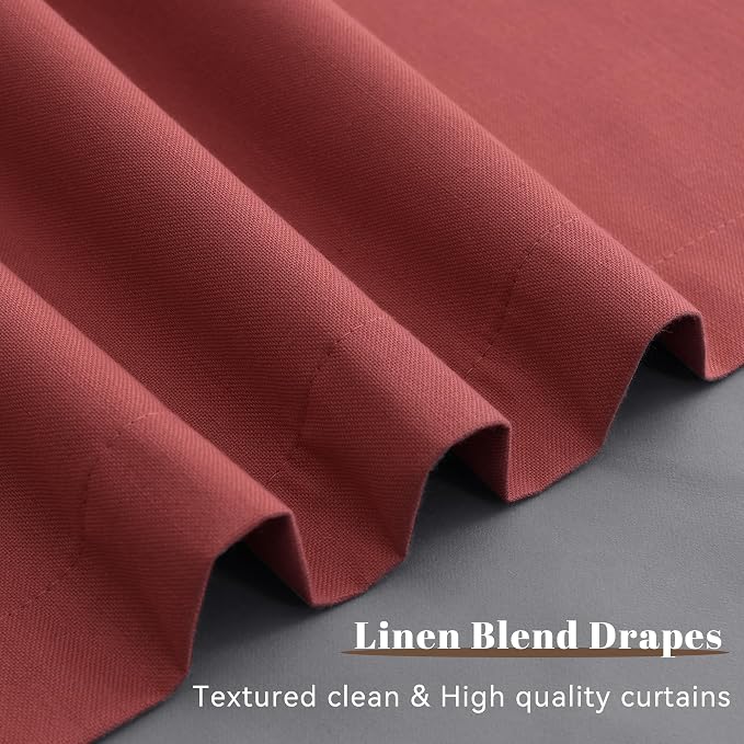 Red Linen 100% Blackout Curtains 108 Inches Long - Image 8