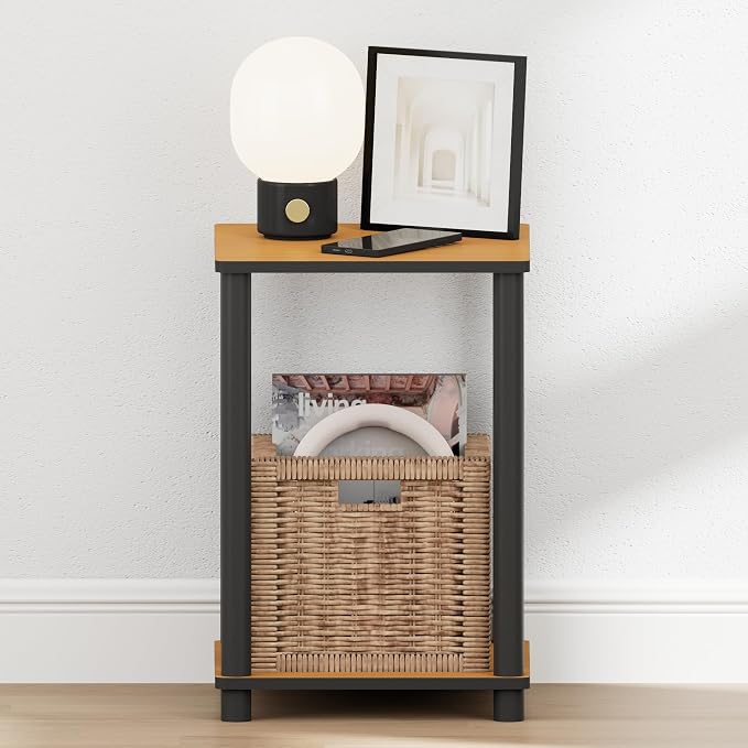 Furinno Turn-N-Tube Night Stand, 2-Tier Open Shelf Design Nightstand, Toolless - Image 5