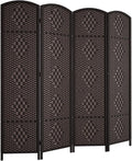 RHF Room Divider Panel, 4 Panel Partition Room Dividers Screen, Dark Mocha | by RoseHomeFashion