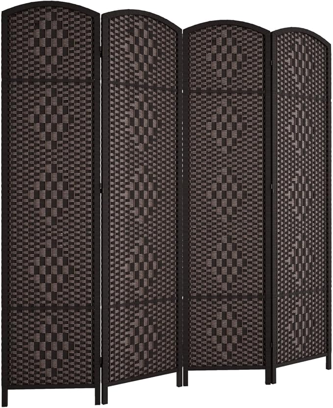 RHF Room Divider Panel, 4 Panel Partition Room Dividers Screen, Dark Mocha | by RoseHomeFashion