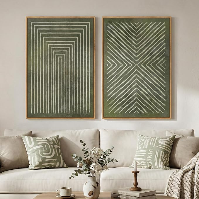 Large Framed Green Abstract Wall Art - Image 3