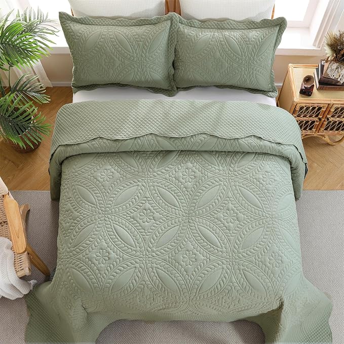Cmfshape Oversize King Bedspread 128"x120", 3 Piece California King Quilt - Image 3