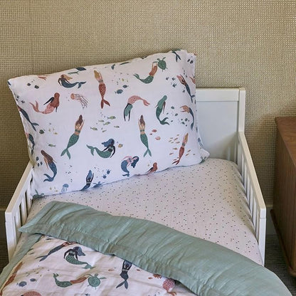 Little Unicorn Toddler Bedding 3-Piece Set | Super Soft & Breathable Muslin Fabric | for Convertible Cribs & Toddler Beds (Mermaid Party)