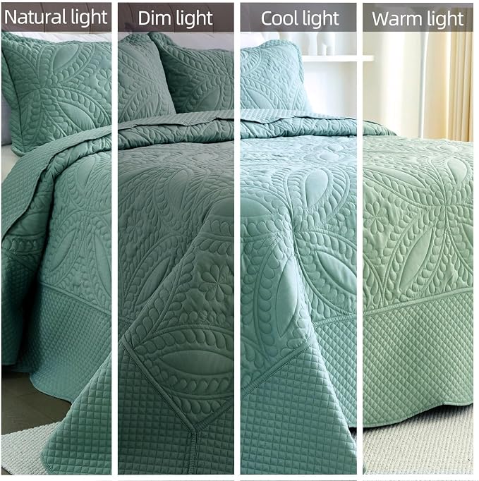 Cmfshape Oversize King Bedspread 128"x120", 3 Piece California King Quilt - Image 4