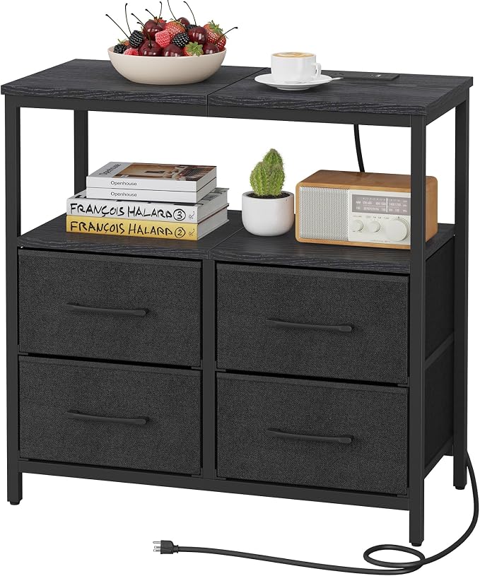 TUTOTAK Large Night Stand with Charging Station | Bedside Table with USB and by ChoosetutotakFurnitureBuildYourCozyHome