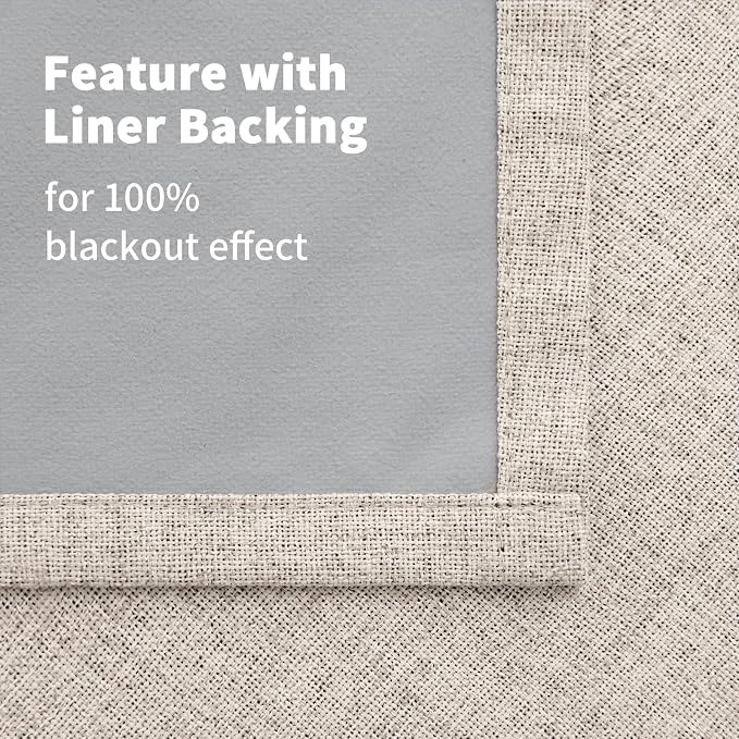 YoungsTex Oatmeal Linen Blackout Curtains - Image 9