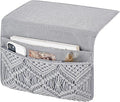 Mkono Macrame Bedside Caddy, Boho Bed Storage Organizer, 4 Pockets Grey | Dorm by Mkono
