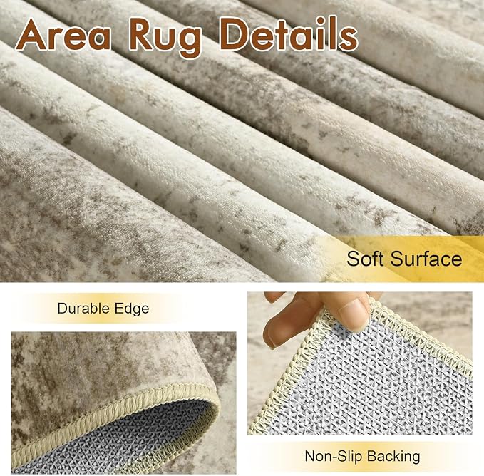 5x7 Ft Abstract Area Rugs for Living Room, Soft Non-Slip Modern Washable Rugs - Image 6