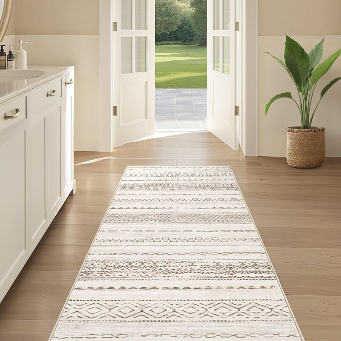 Nakagishi Boho 2x6 Runner Rug Machine Washable Rugs Non Slip Brown | Soft - Image 5