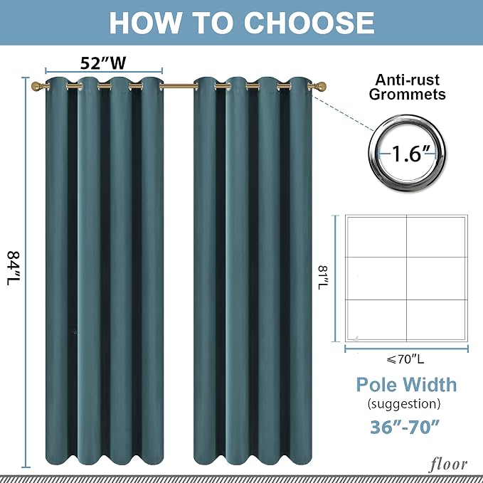 Diraysid Sea Teal Grommet Blackout Curtains - Image 6