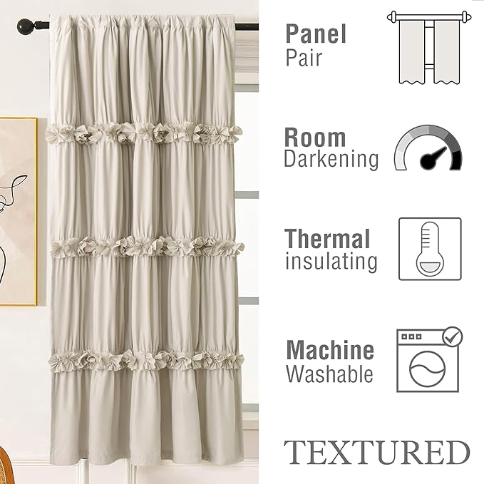 Thermal Insulated Window Curtains, Rustic Rod Pocket Drapes - Image 4