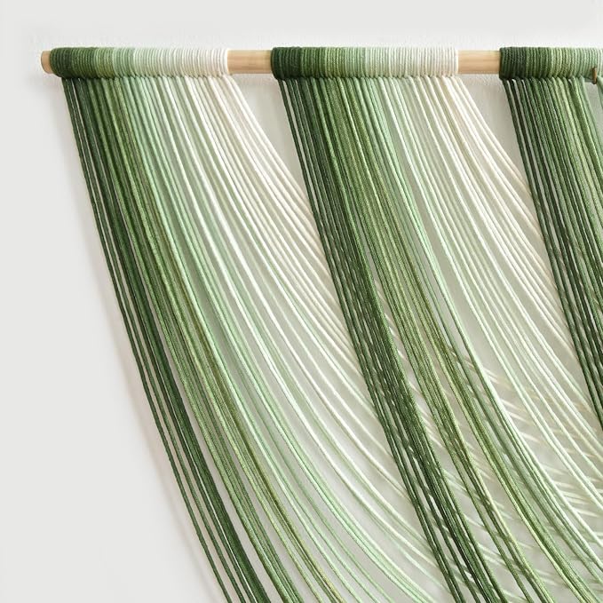 Macrame Wall Hanging Large Dip Dyed Boho Green Wall Art Decor 57"W*31"L | - Image 6
