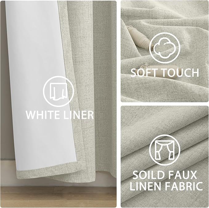 Yakamok Cream Linen Textured Curtains 96 Inches Long - Image 6