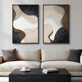 Large Framed Neutral Abstract Minimalist Wall Art Set of 2, Modern Canvas by Cuspin