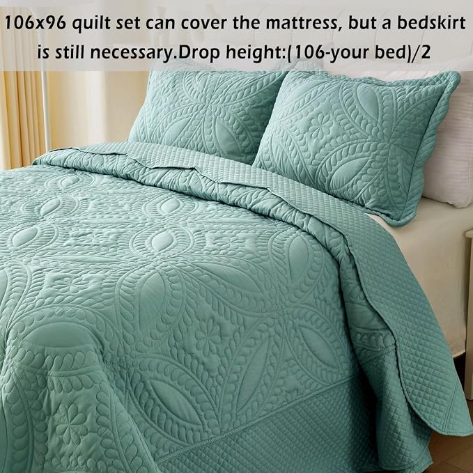 Cmfshape King Bedspread 106"x96", 3 Piece King Quilt - Image 3