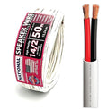 NATIONAL Wire&Cable - 14/2 Audiophile Speaker Wire (50 Feet) 14AWG Gauge - Made in USA - in Wall Audio Speaker Wire Cable/CL Rated/ETL Listed / 2 Conductors - OFC Oxygen-Free Copper, White 50ft
