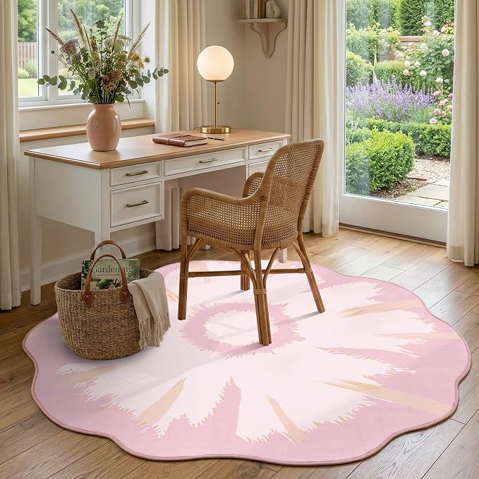 Latte&Fog 6ft Pink Round Area Rug - Image 4