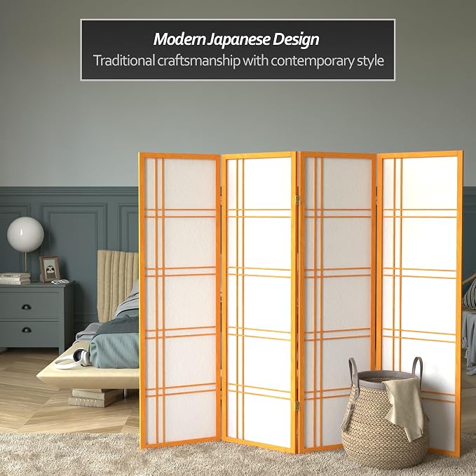 Red Lantern 5 ft. Tall Double Cross Shoji Screen - Image 2