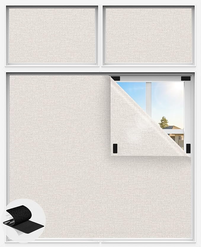 Linen Blackout Curtains for Bedroom, Temporary Blackout Shades by Tlany