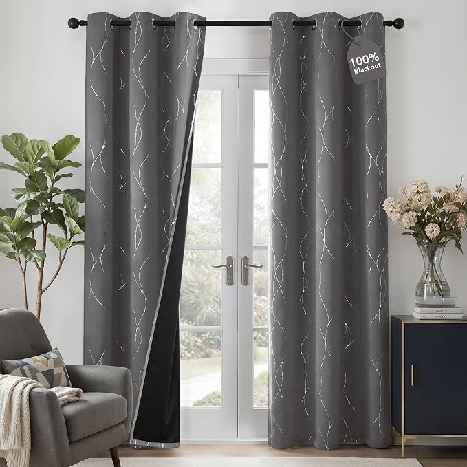 Deconovo 100% Blackout Living Room Curtains 63 Inches Long, Thermal Insulated by Deconovo
