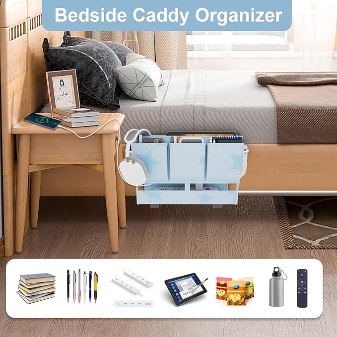 Bedside Caddy Organizer, Dual-Purpose Bedside Storage - Image 3