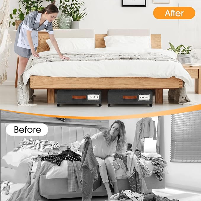 Under Bed Storage with Wheels 2Pack Storage Containers with Clear Window | - Image 5