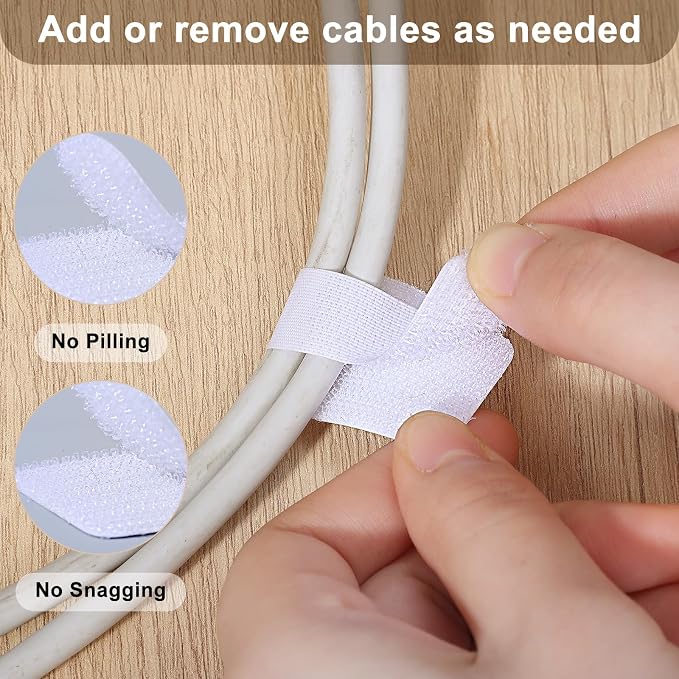 100 Pcs Cable Management Under Desk, Hook and Loop Cable Straps, Residue-Free - Image 6