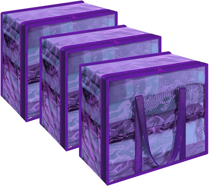 Purple 40L Clear Clothes Storage Bag Colorful Clothes Organizer by Vieshful