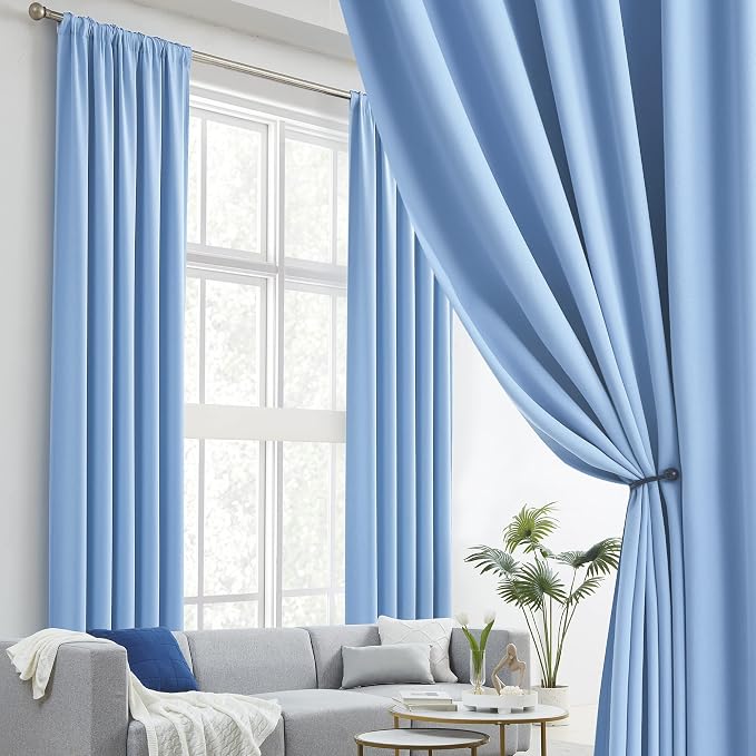 Light Sky Blue Curtains Room Darkening Curtains, Rod Pocket and Back Tab - Image 2