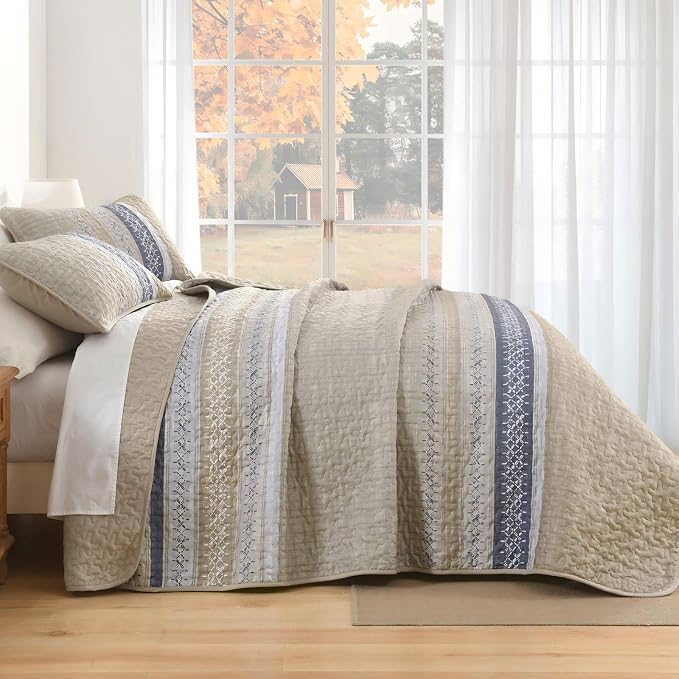 Cottolester King Quilt Bedding Set, All Seasons Microfiber Boho Quilt Set - Image 3