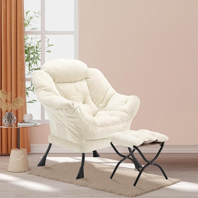 Youtanic Lazy Chair with Folding Ottoman, Accent Chair Plush Upholstered with - Image 2