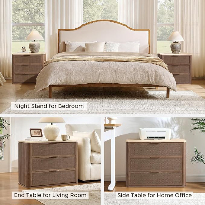 Night Stand, 30.71" W Rattan Nightstand - Image 6
