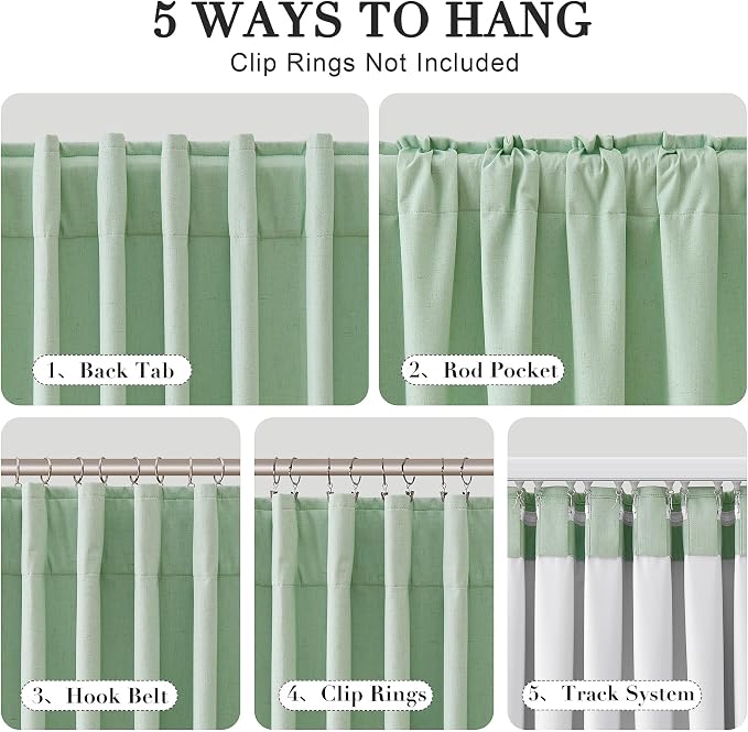 Joywell 100% Blackout Linen Curtains 84 Inch Long - Image 2