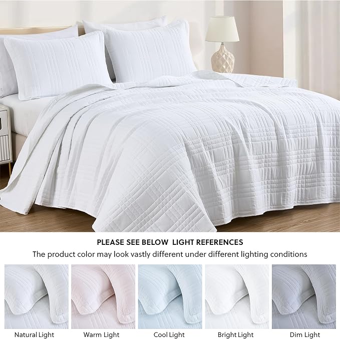 Chezmoi Collection Kingston Twin XL Size Bedspread Set, 2-Piece White Oversized - Image 5