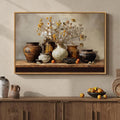 Framed Vintage Farmhouse Rustic Floral Pottery Kitchen Wall Art, 24x36 In | by Cuspin