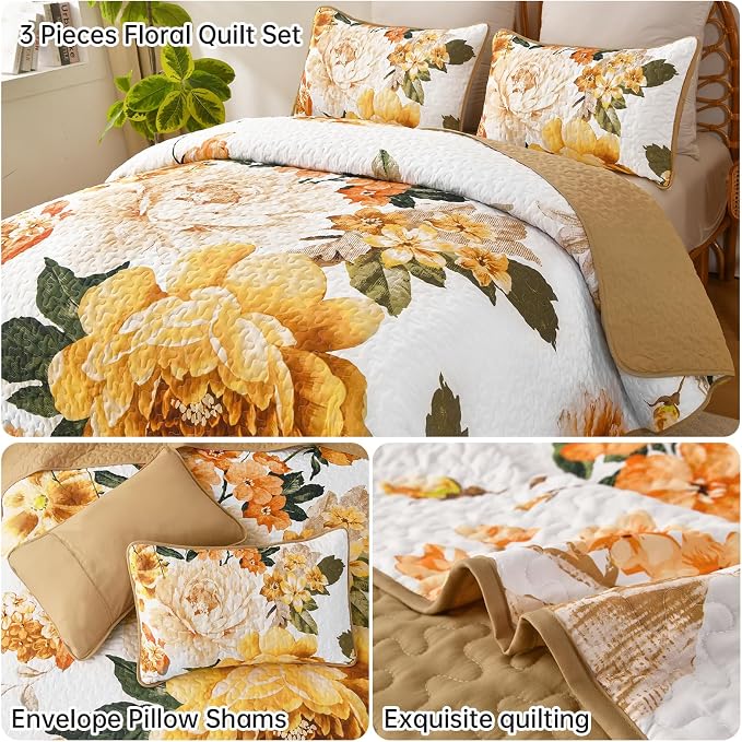 WONGS BEDDING Quilt Queen Size, Soft Microfiber Lightweight Farmhouse Bed Cover - Image 5