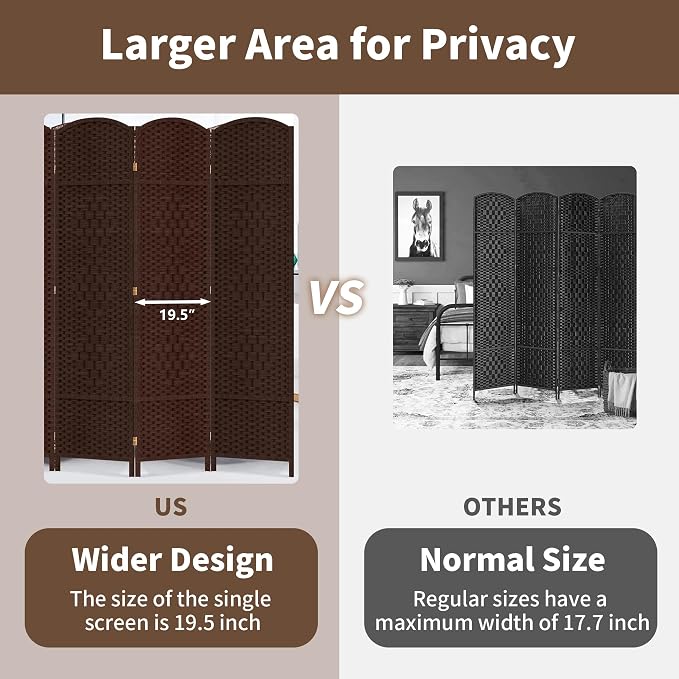 8 Panel Room Divider, 6 FT Wide Folding Screen Room Divider - Image 3
