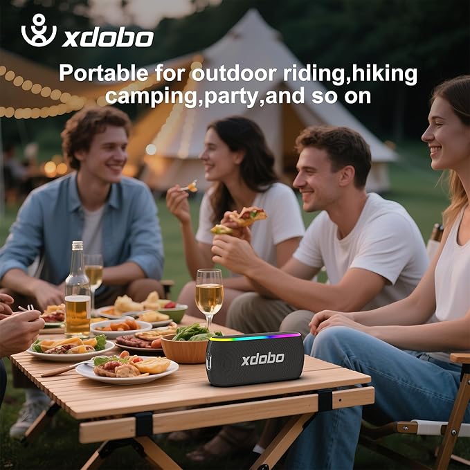 xdobo X8 III Portable Bluetooth Speaker Small Bluetooth Speaker Waterproof: IPX7 Computer Speakers Wireless with RGB Lights for Home/Outdoor/Party/Beach/Birthday Gift