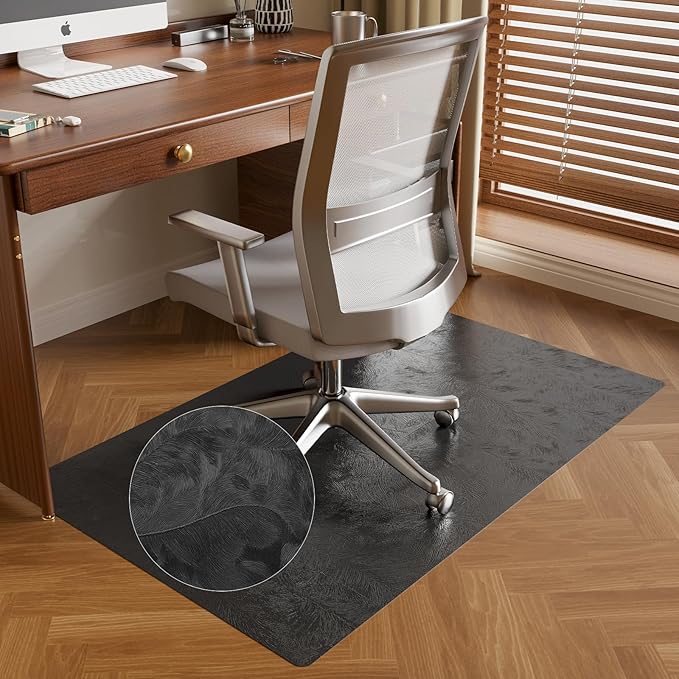 30" x 48" Office Mat for Hardwood Floor with 3D Feather Design,Waterproof&Non-Slip Computer Floors Mat,Utility Office Floor Mats for Rolling Chairs Hardwood,Office Chair Floors Protector for Home&Game