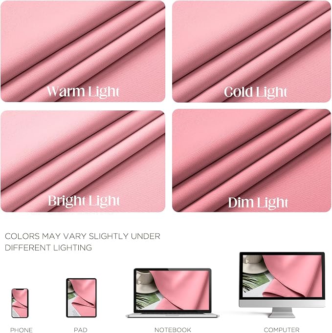 CUCRAF Pink Blackout Curtains 96 inch Length 2 Panels Set, Room Darkening Drapes - Image 4