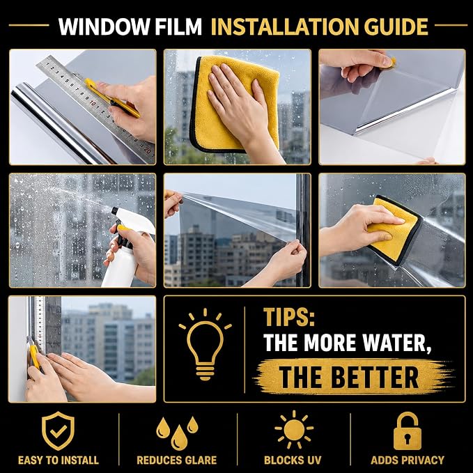 One Way Window Privacy Film Heat Control Mirror Tint 11.8Inx7.2Ft | Window Tint - Image 8