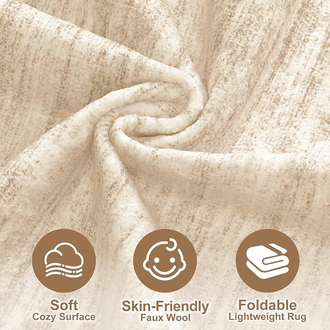 Nakagishi Boho 9x12 Area Rug Living Room Rugs Machine Washable Beige | Soft - Image 3