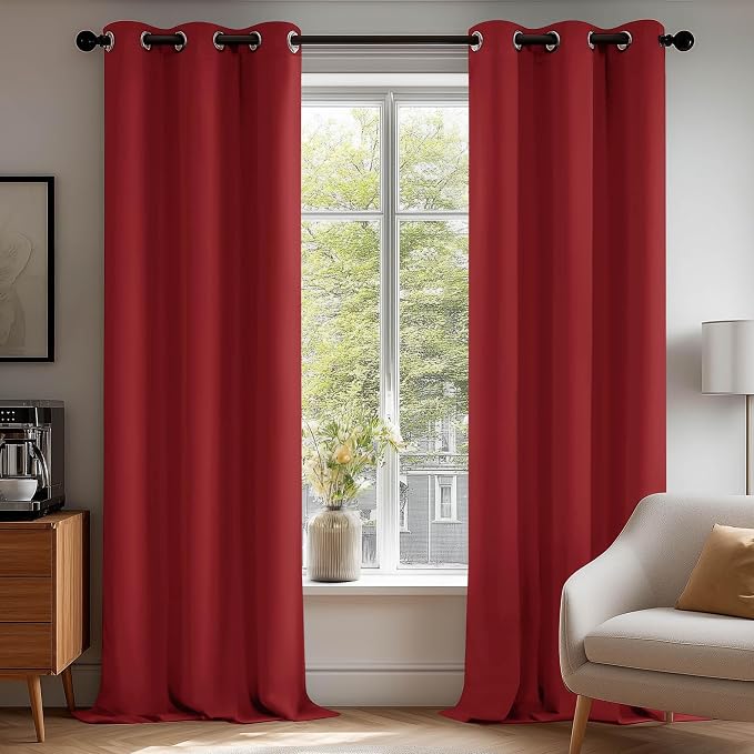 Deconovo Blackout Curtains for Bedroom and Living Room 84 Inches Long | Black - Image 6