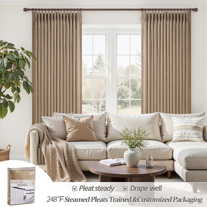 Blackout Rust Brown Pinch Pleat Curtains 84 Inch Long - Image 6