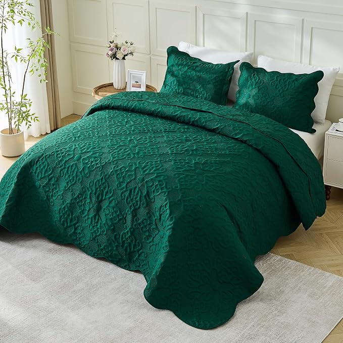 Kingnex Oversized King Bedspreads 128x120 Rain Forest Green | Lightweight - Image 5