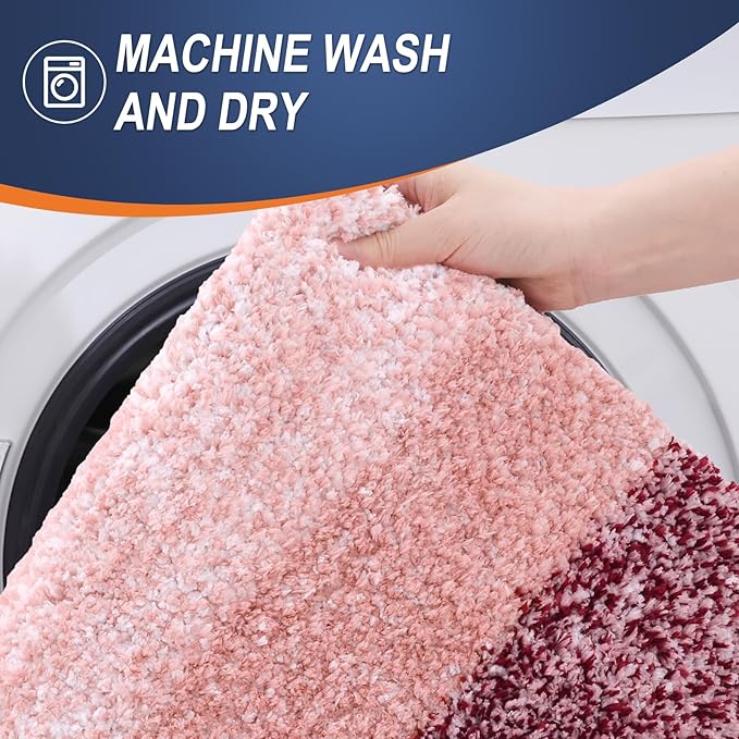 OLANLY Bathroom Runner Rugs 47x20, Extra Soft Absorbent Microfiber Bath Rugs, Rubber Backing, Quick Dry, Machine Washable Bath Mats for Bathroom Floor, Tub and Shower, Home Decor Accessories, Red