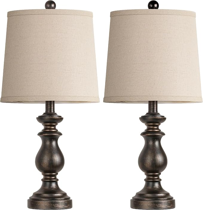 Traditional Table Lamp Set of 2, Rustic Farmhouse Table Lamps - Image 2