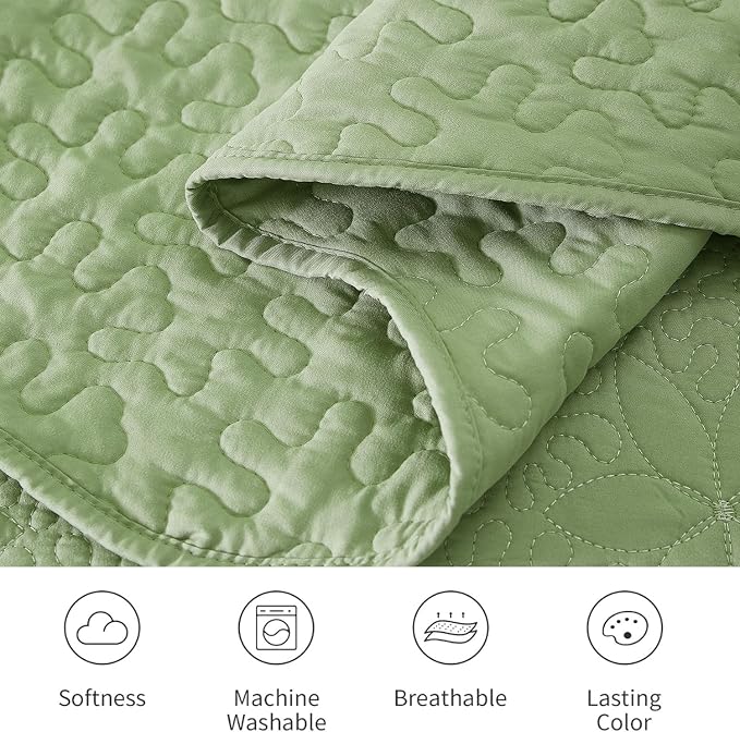 Cmfshape Oversized Floral Embroidery Quilt Set, 3 Pieces Super King Quilt - Image 6